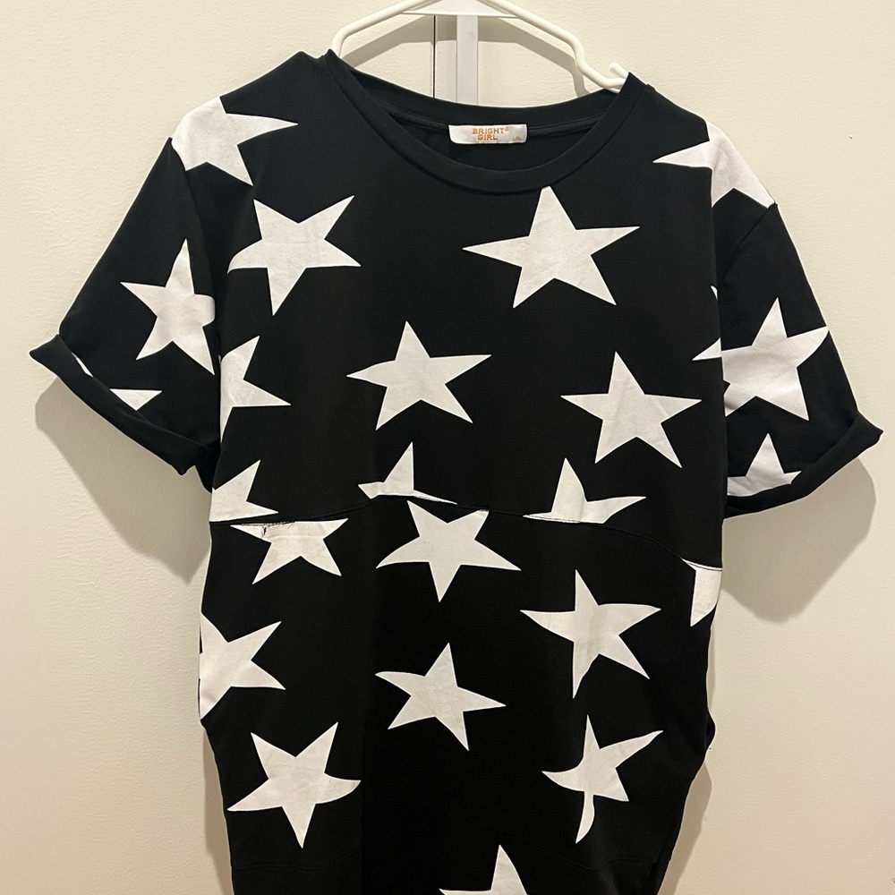Black and White Star Patterned Mini Dress